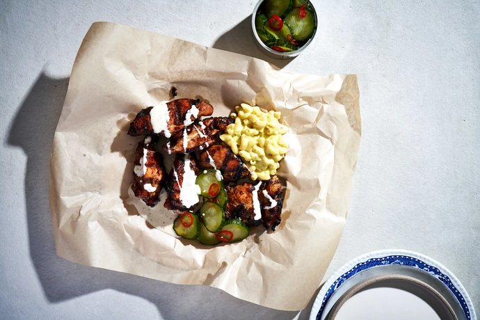 Kananpojan grillicombo ja mac and cheese