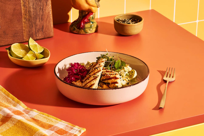 Grillatut kananpojan sisäfileet ja wasabiperunasalaatti