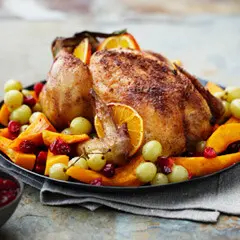 Kurpitsakanaa ja karpalohilloketta