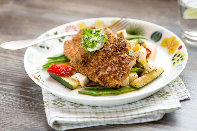 Rukiinen kanapihvi ja juustoinen kasvislisäke