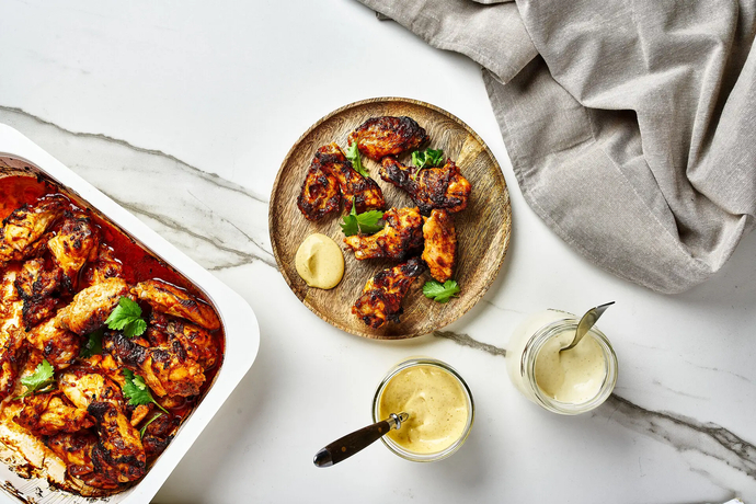 Sriracha-kanansiivet kahdella dipillä