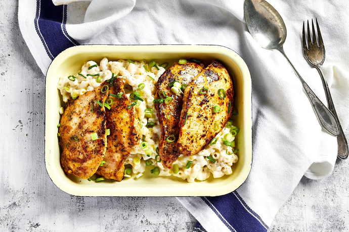 Yrttiset kananpojan pihvit ja mac ´n´ cheese