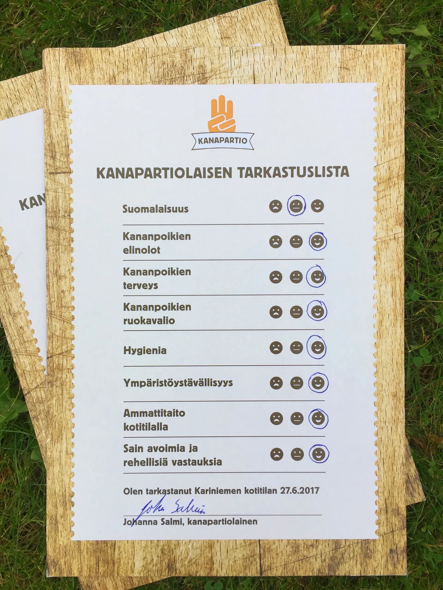 Kariniemen kanapartio tarkastuslista2