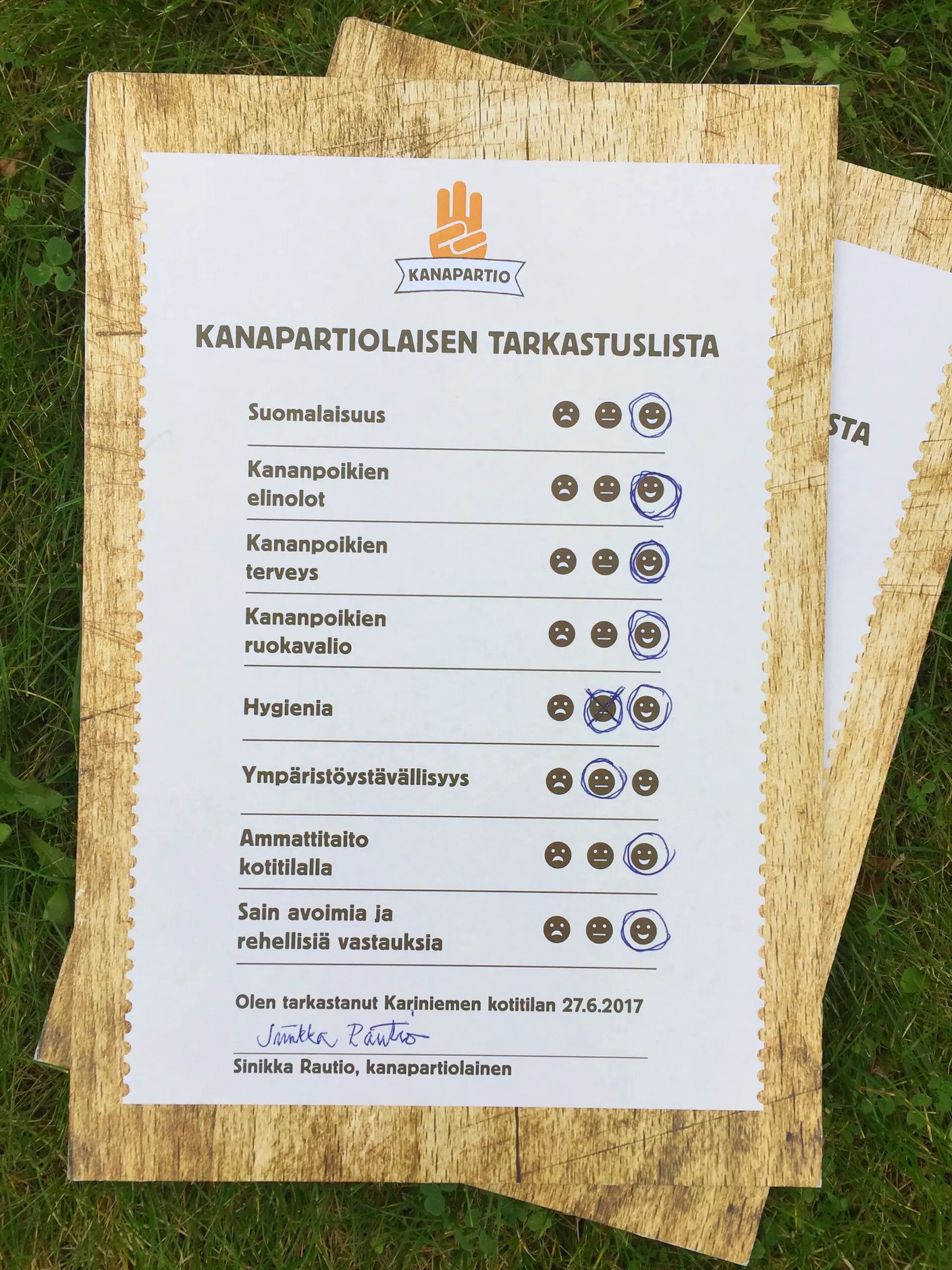 Kariniemen kanapartio tarkastuslista1