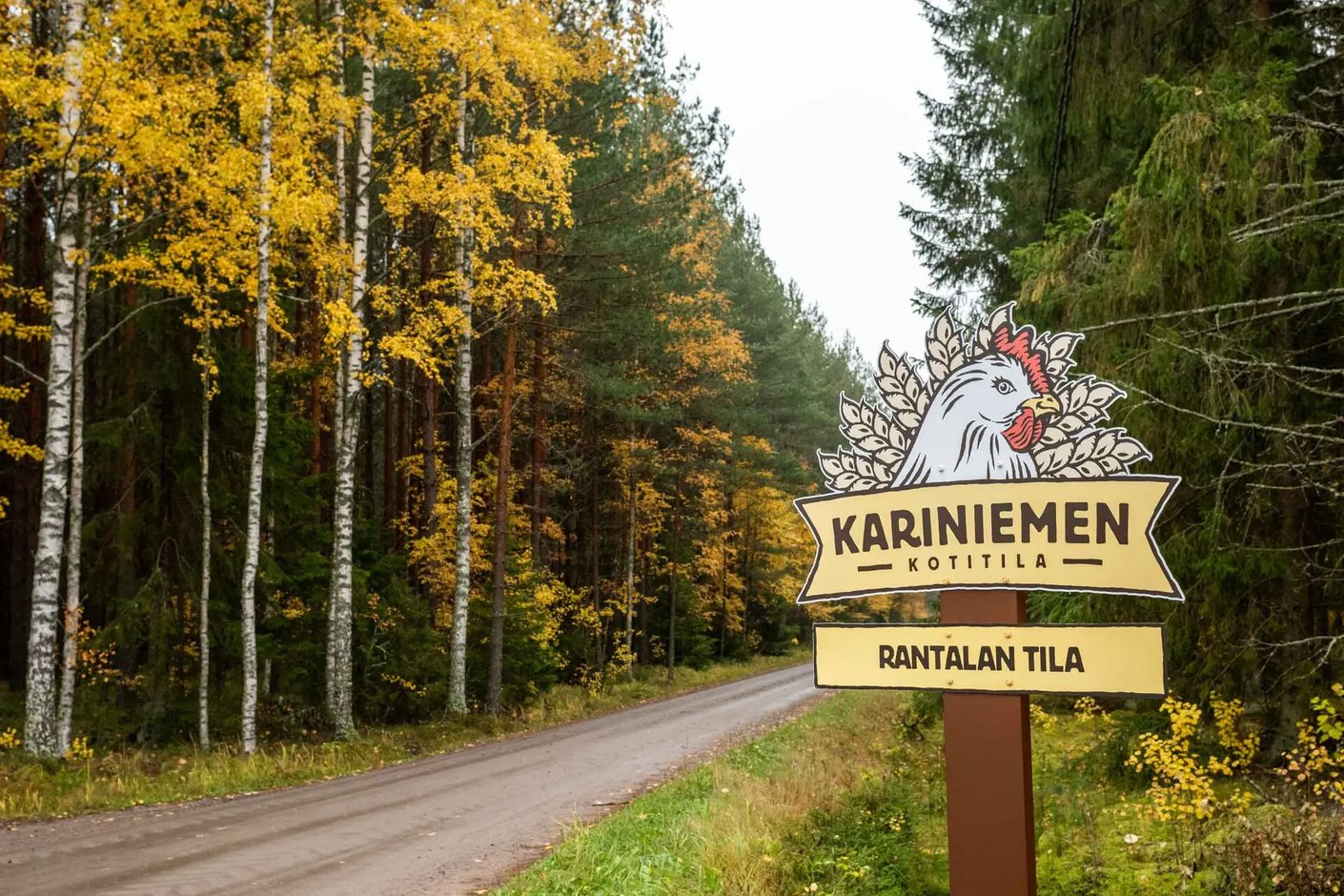 Kariniemen kotitila Rantalan tila metsätie kyltti