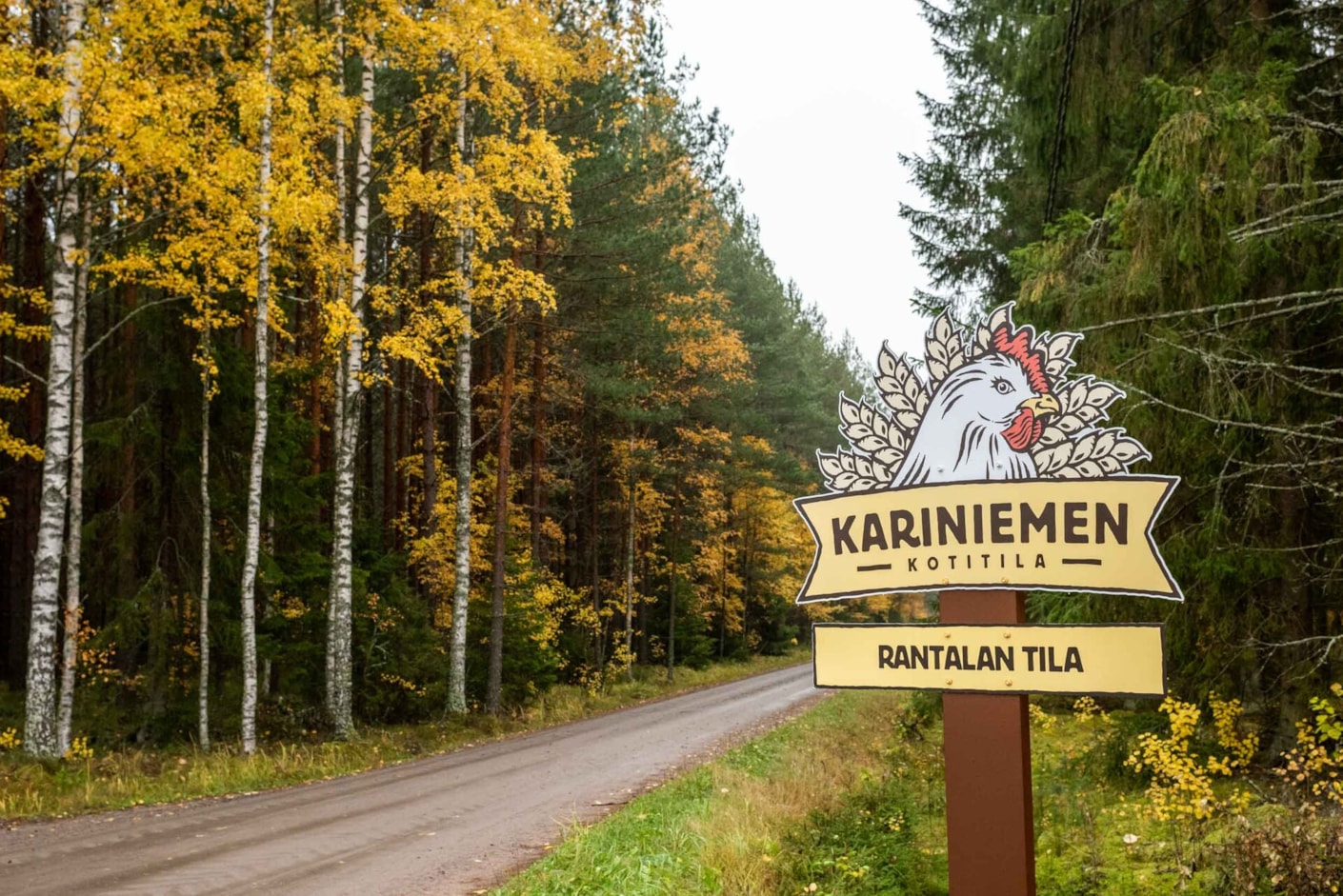 Kariniemen kotitila Rantalan tila metsätie kyltti